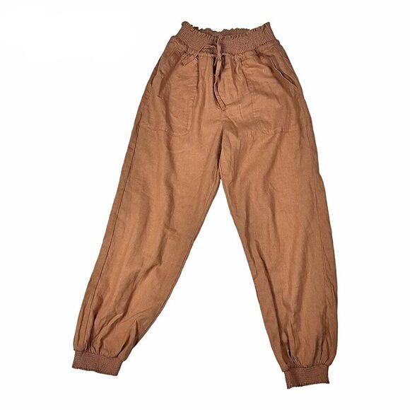 Love Tree Pants - LOVE TREE Women's Linen Blend Jogger Pants Smocked Waist Summer Beachy Size M